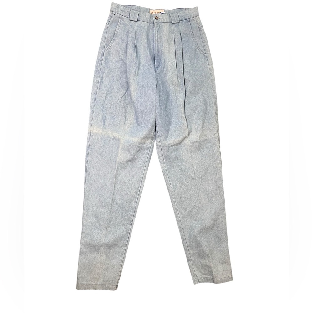 Vtg 80s 90s On the Verge High Rise Pleated Tapered Jeans Light Wash 10